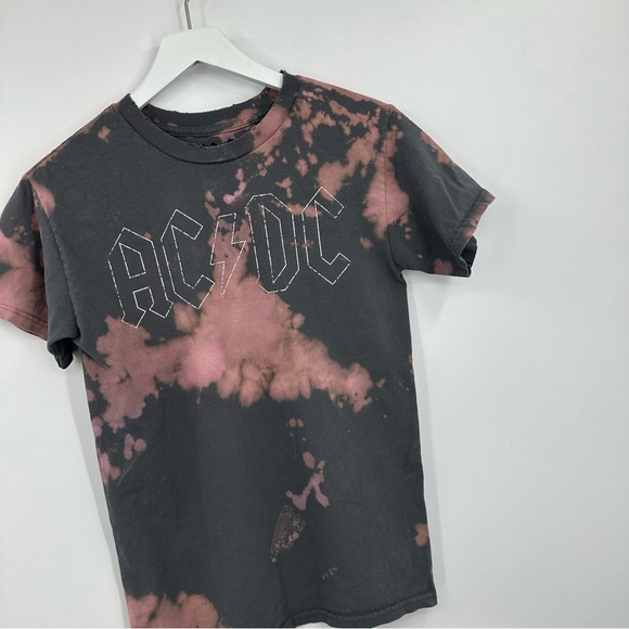 ACDC Custom Bleach Splatter Short Sleeve Shirt Size Small Distressed - Picture 4 of 9